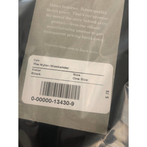 Everlane The Nylon Weekender Bag in Black NWT - Picture 8 of 8